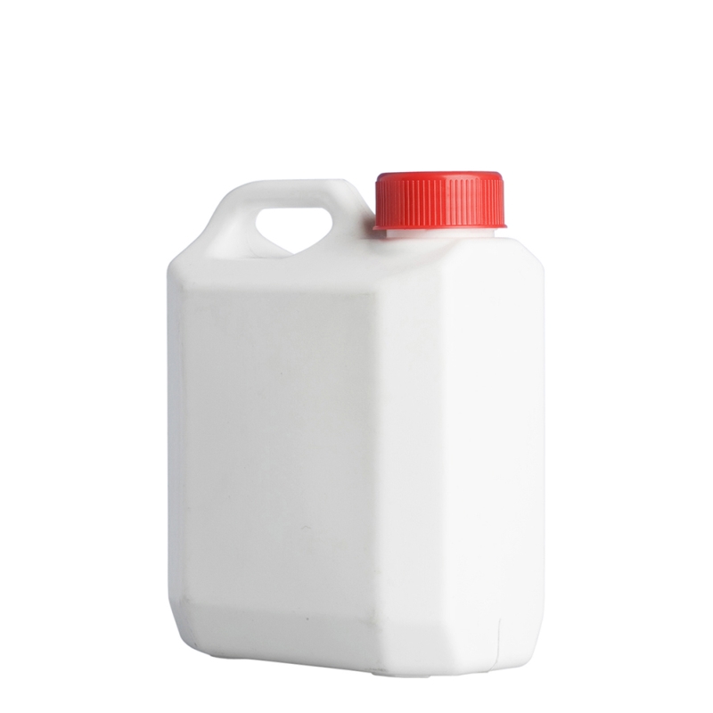 1 Litre White Plastic Jerrycan & 38mm Red Screw