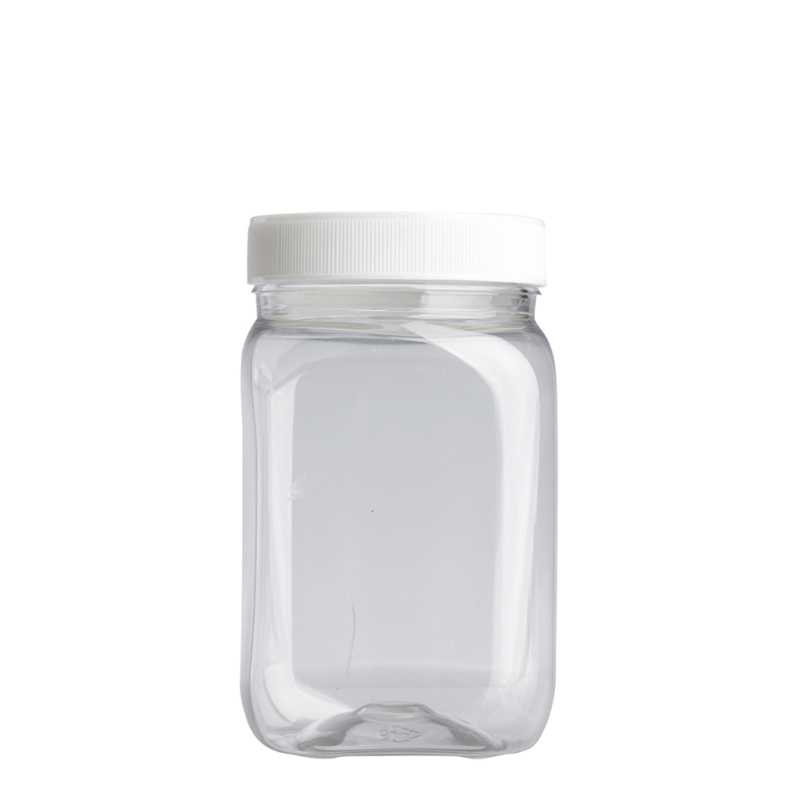 400ml Clear Nexus Square Jar & 63mm White Foodseal Cap