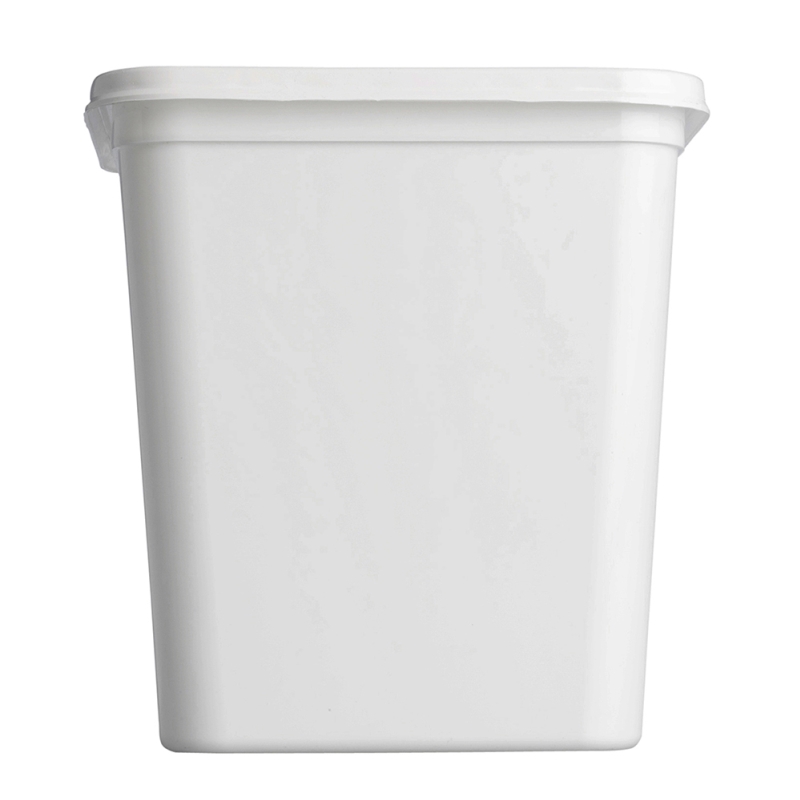 4 Litre White Square Plastic Bowl & White Plastic Lid
