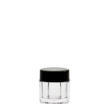 7ml Clear Plastic Square Pot & Black Lid