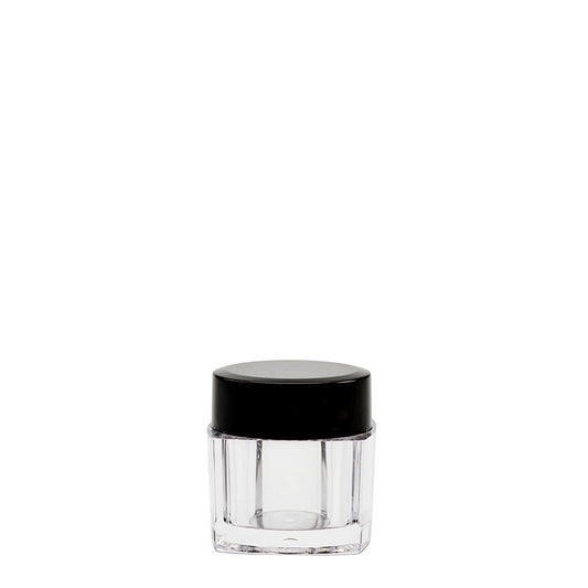 7ml Clear Plastic Square Pot & Black Lid