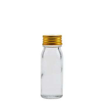 28ml Clear Universal Vial & 28mm Gold Alum Wad Cap