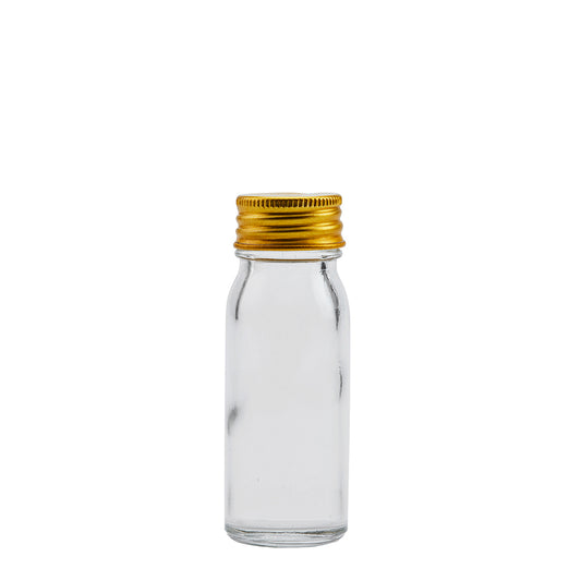 28ml Clear Universal Vial & 28mm Gold Alum Wad Cap
