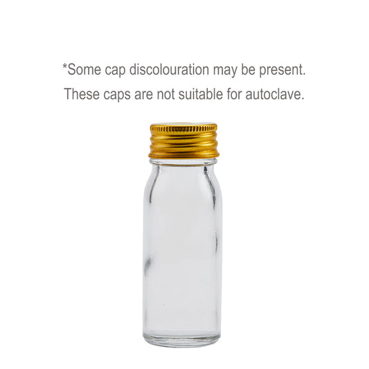 28ml Clear Universal Vial & 28mm Gold Alum Wad Cap