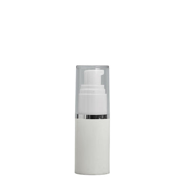 15ml White Vacuum Pump Btl & Clear/Silver Band O/C