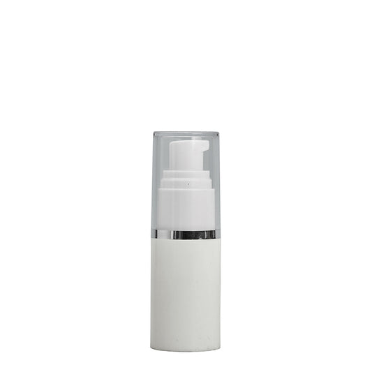 15ml White Vacuum Pump Btl & Clear/Silver Band O/C