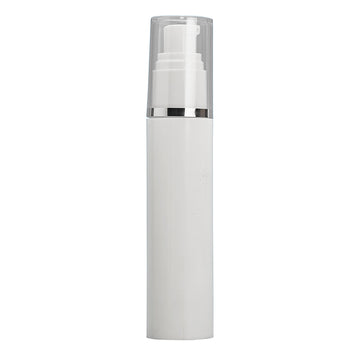 50ml White Vacuum Pump Btl & Clear/Silver Band O/C