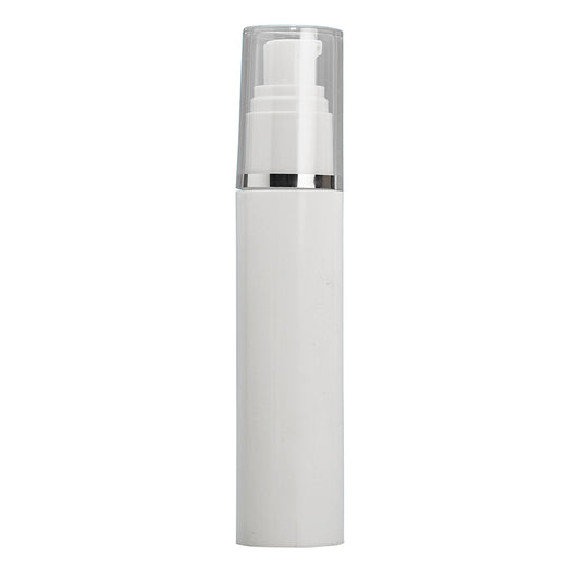 50ml White Vacuum Pump Btl & Clear/Silver Band O/C