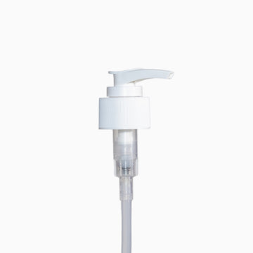 28mm White Ribbed Lotion Pump Natural Shaft