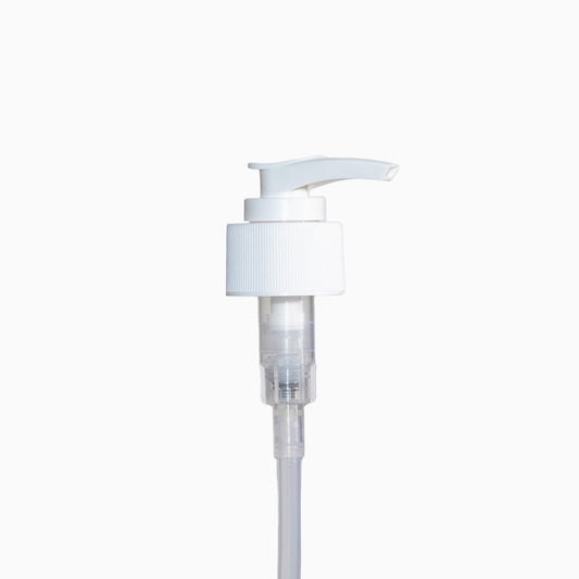 28mm White Ribbed Lotion Pump Natural Shaft