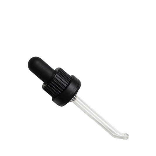 18mm Black Tampertel Dropper (oviii)(30ml Amber/Green/Clear)