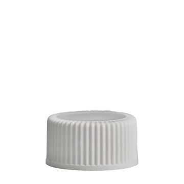 18mm White Ribbed Polyring Cap