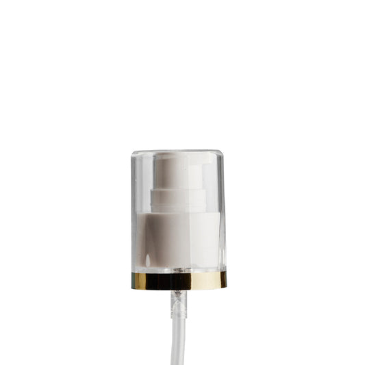 24mm White Cos Lotion Pump & Clear/Gold Band O/C
