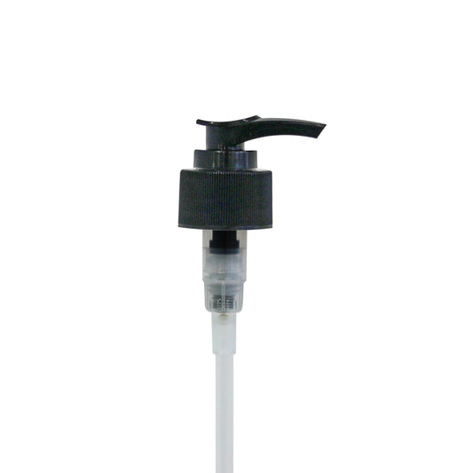 28mm Black Ribbed Lotion Pump Natural Shaft