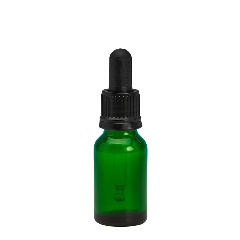 15ml Green Drip Btl & 18mm Black T/T Dropper