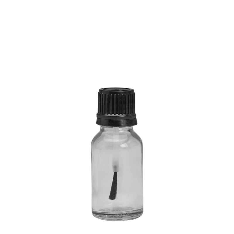 15ml Clear Drip Btl & 18mm Black Cap & Brush