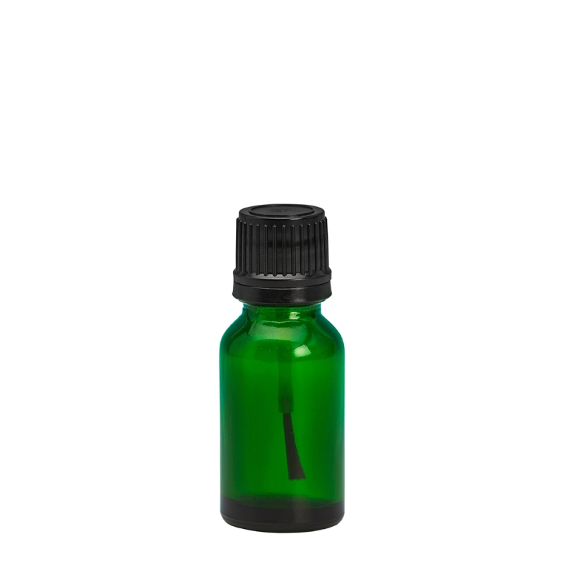 15ml Green Drip Btl & 18mm Black Cap & Brush