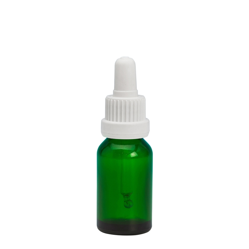 15ml Green Drip Btl & 18mm White T/T Dropper