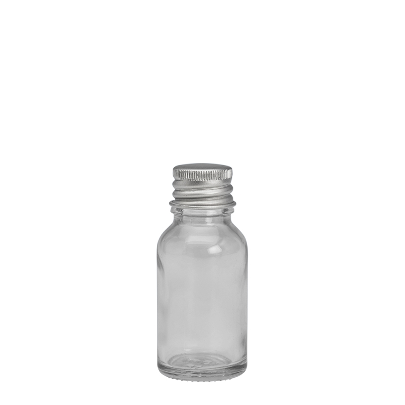 15ml Clear Drip Btl & 18mm Alum Wad Cap