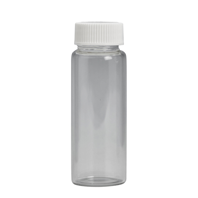 21ml Clear Vial & 22mm White Ribbed Polyring