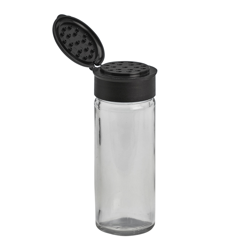 100ml Spice Glass Jar & 41mm Black Sprinkler Top (no seal)