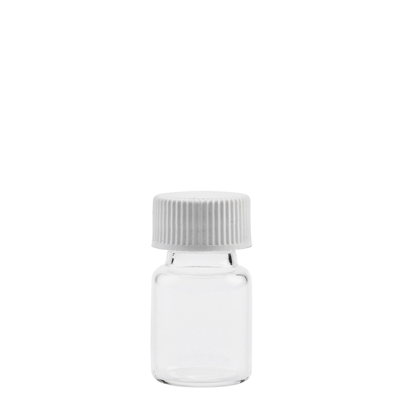 6ml Clear Squat Vial & 18mm White Ribbed Polyring