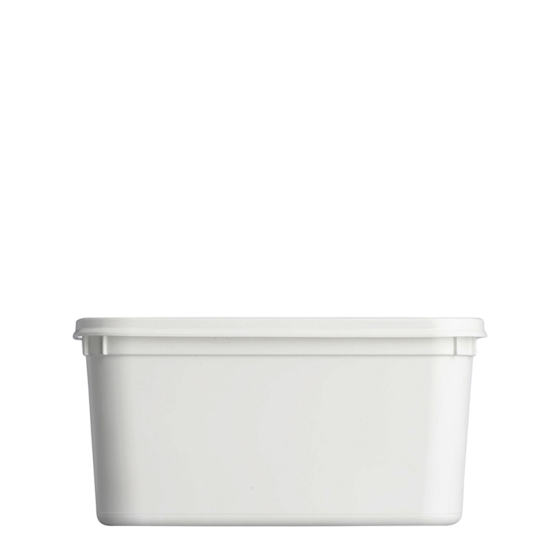 2 Litre White Square Plastic Bowl & White Plastic Lid