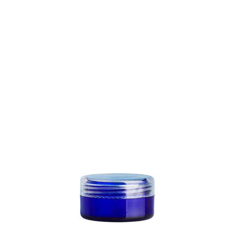 10g Blue Plastic Cos Pot & Clear Lid