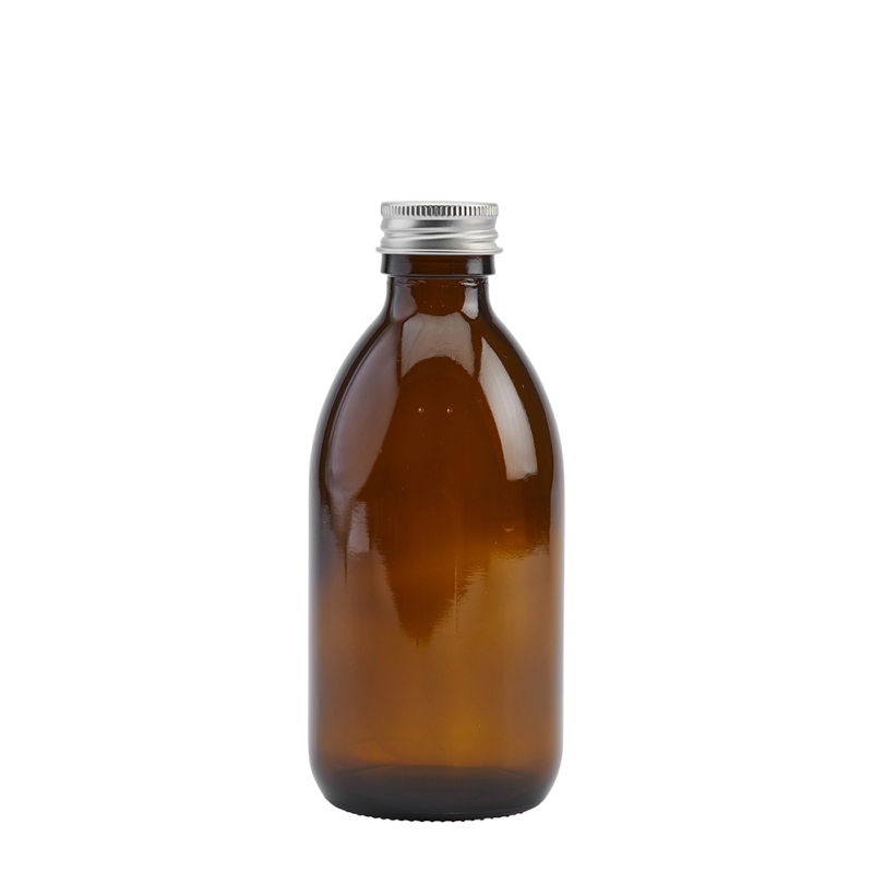 250ml Amber Syrup Btl & 28mm Alum Wad Cap