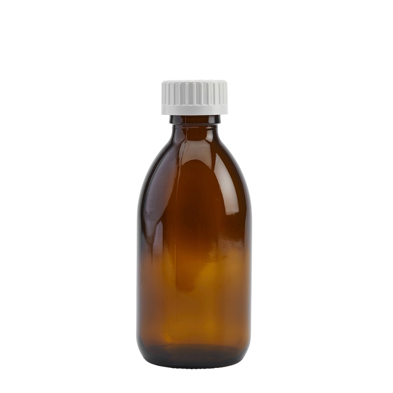 250ml Amber Syrup Btl & 28mm White C/Resistant