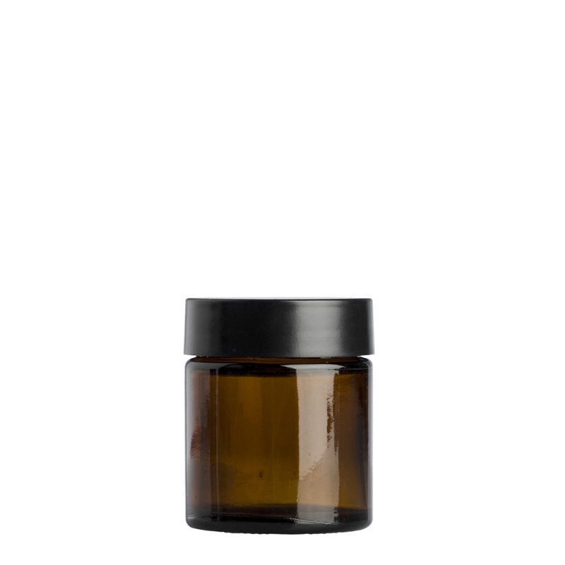 30g Amber Cos Pot & 38mm Shiny Black Wad Cap