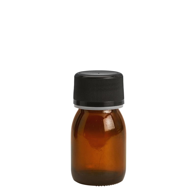 30ml Amber Syrup Btl & 28mm Black Nera T/T