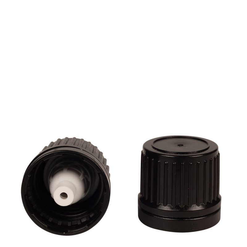 18mm Black Fast Drip Tampertel Cap