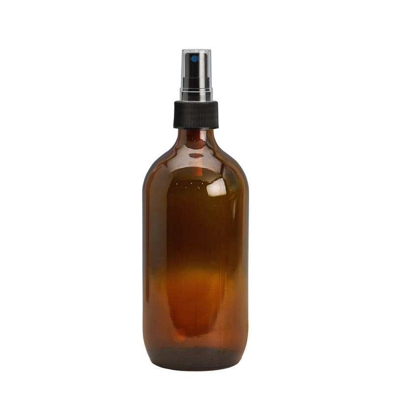 500ml Amber Disp Btl & 28mm Black Ribbed Mist