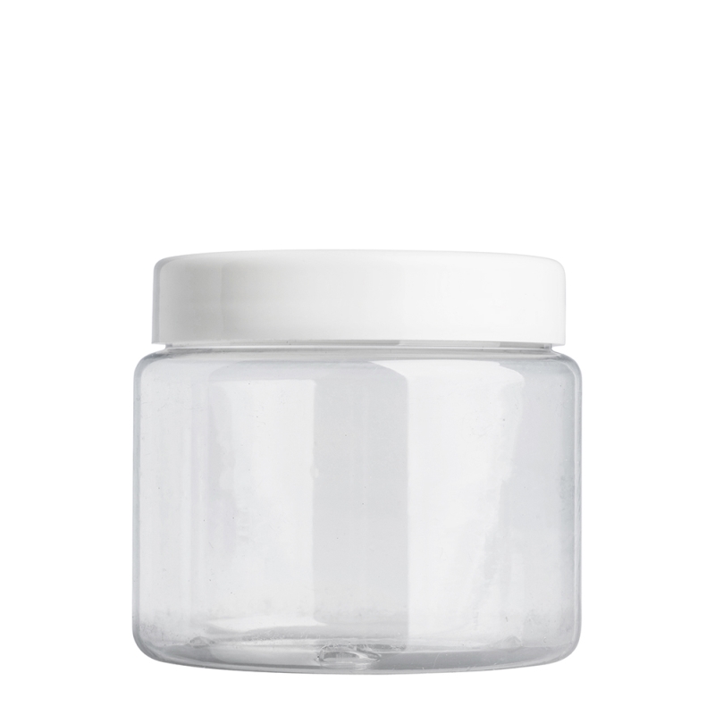 600g Clear Plastic Cos Pot & White Lid