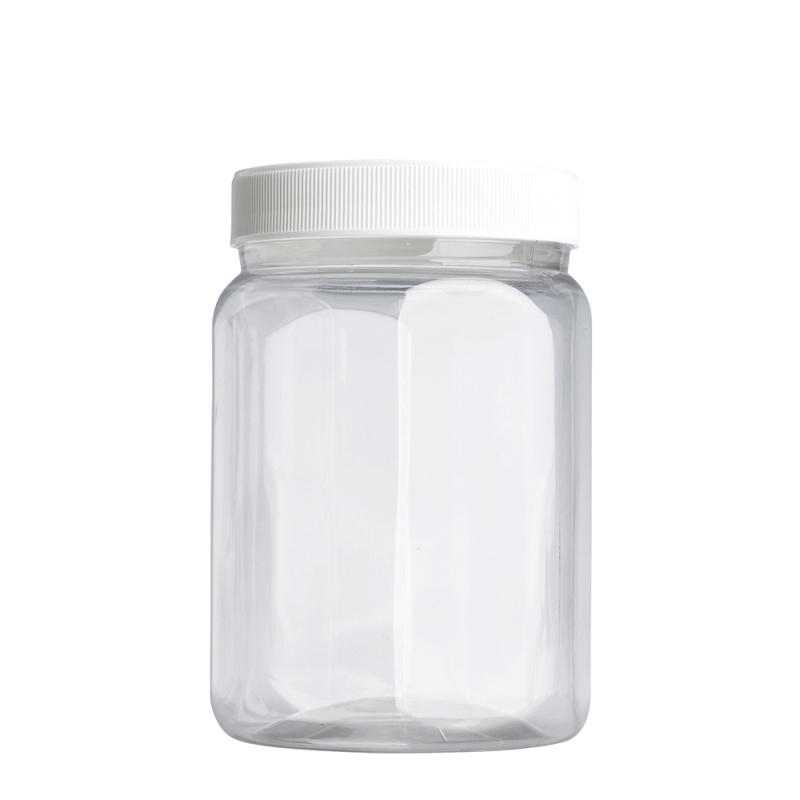 750ml Clear Nexus Hex Jar & 83mm White Foodseal Cap