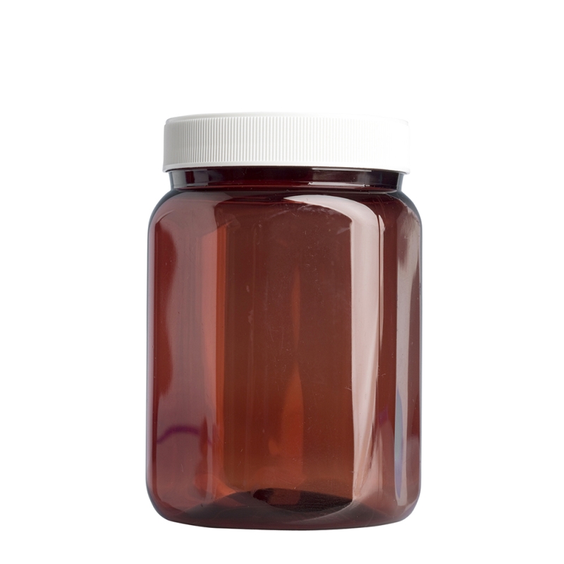 750ml Amber Nexus Hex Jar & 83mm White Foodseal Cap