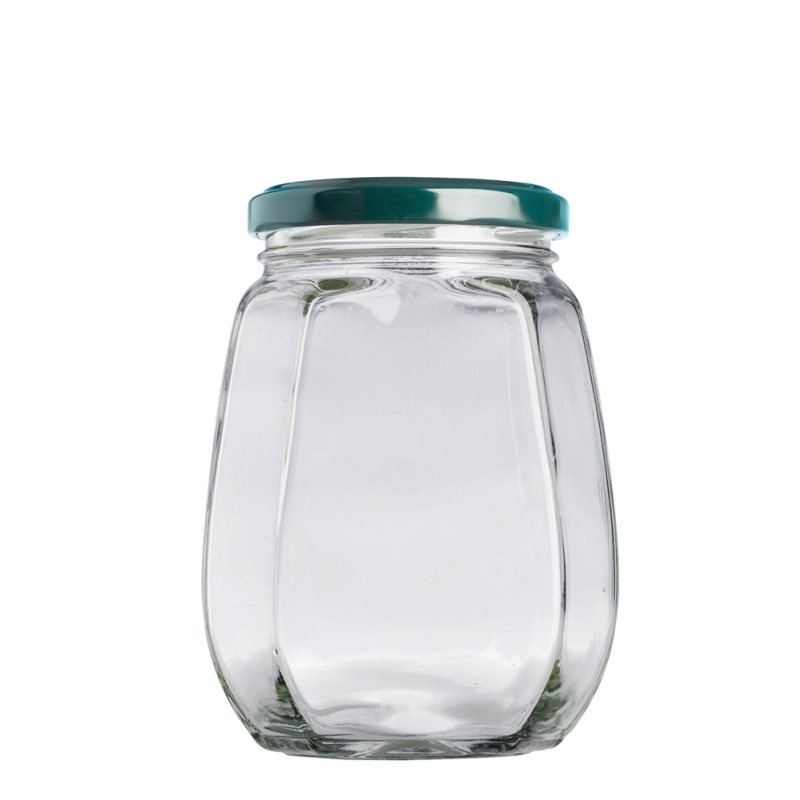 385ml Facetted Jar & 63mm Green Twist