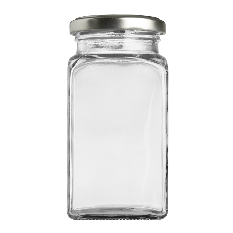 324ml Square Jar & 58mm Silver Twist