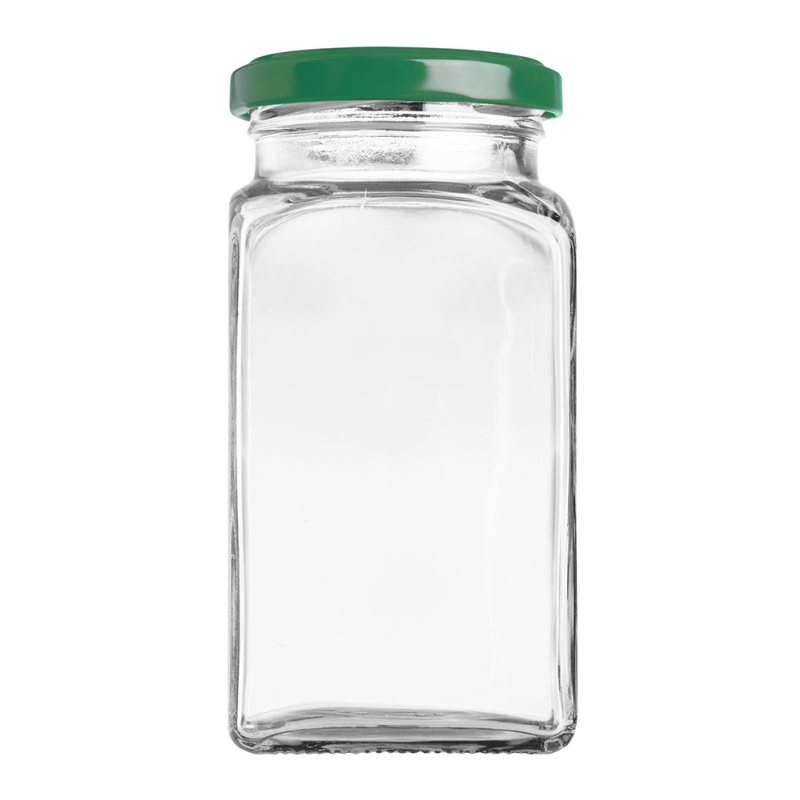 324ml Square Jar & 58mm Green Twist