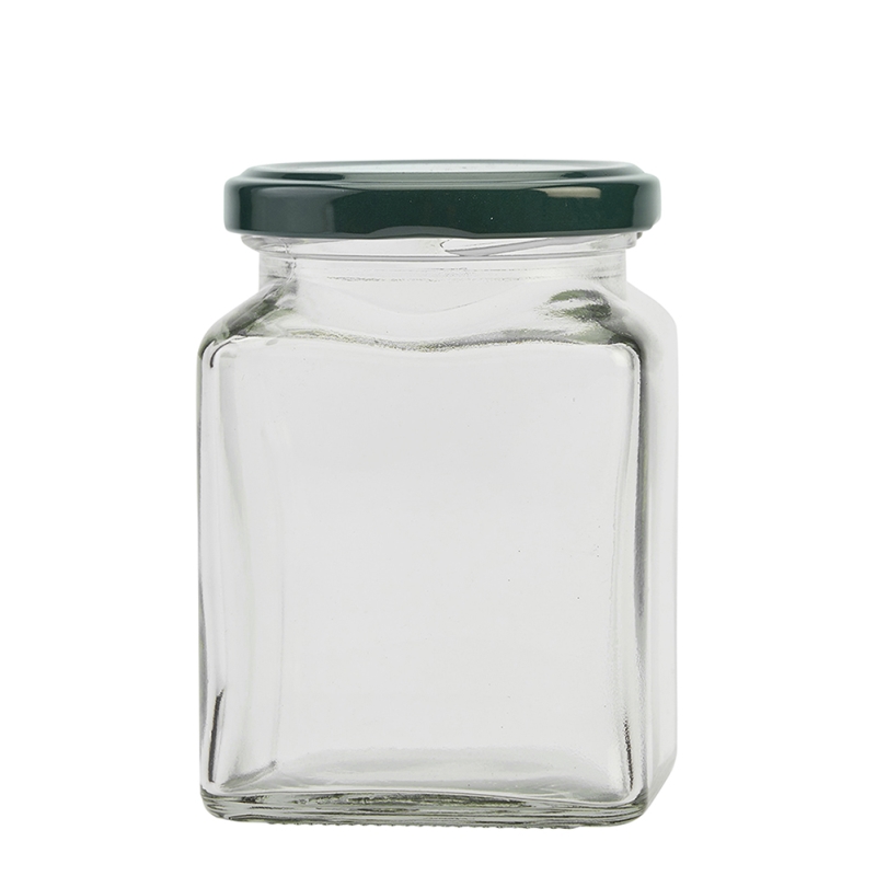 270ml Square Jar & 63mm Green Twist