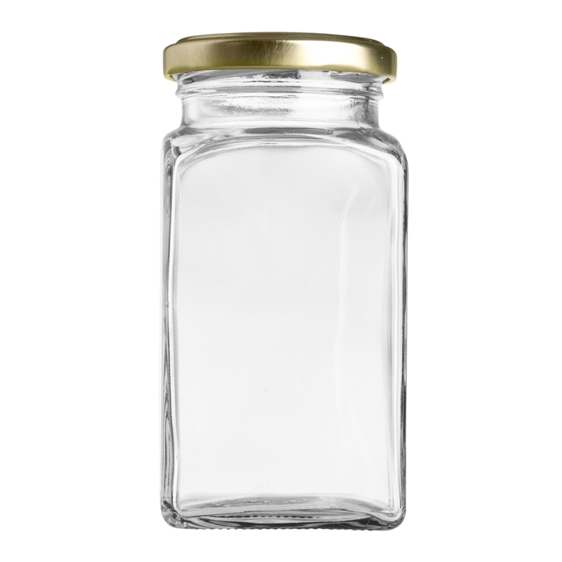 324ml Square Jar & 58mm Gold Twist