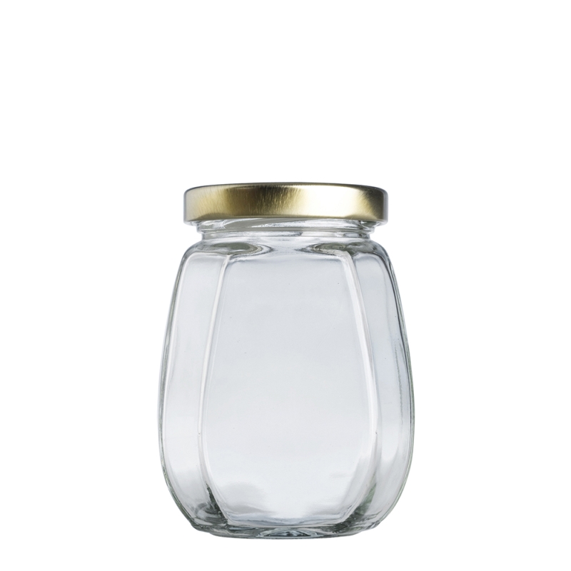 192ml Facetted Jar & 53mm Gold Twist