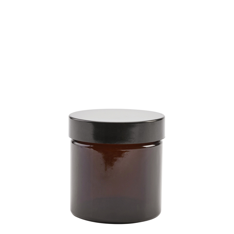 60g Amber Cos Pot & 51mm Shiny Black Wad Cap