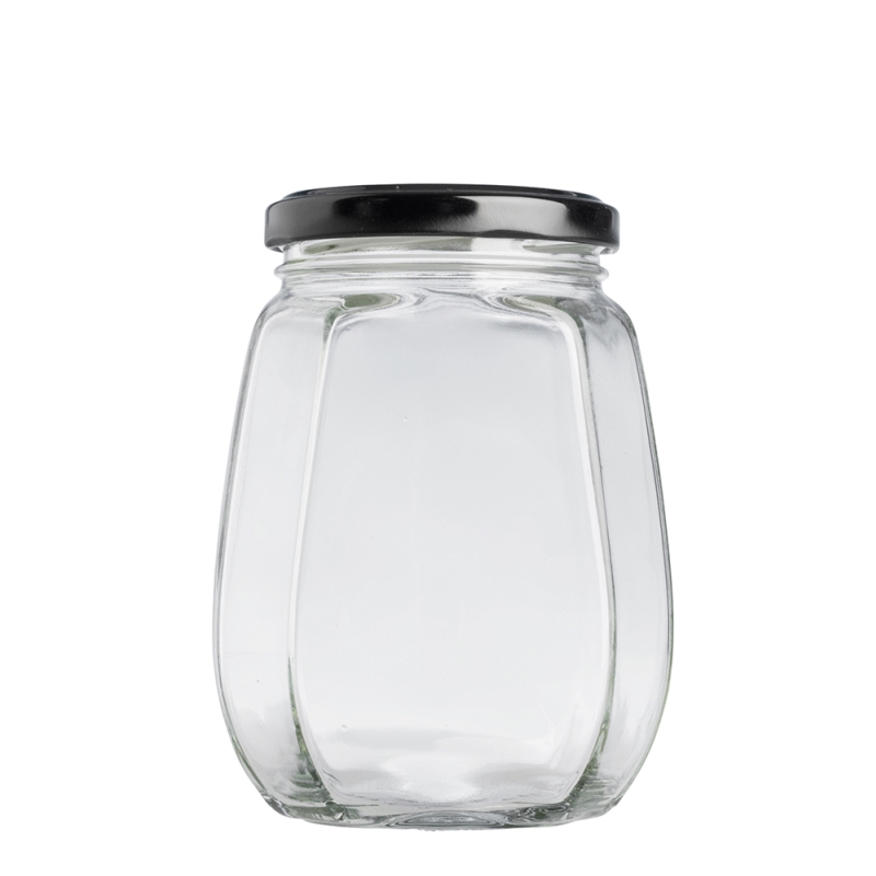 385ml Facetted Jar & 63mm Black Twist