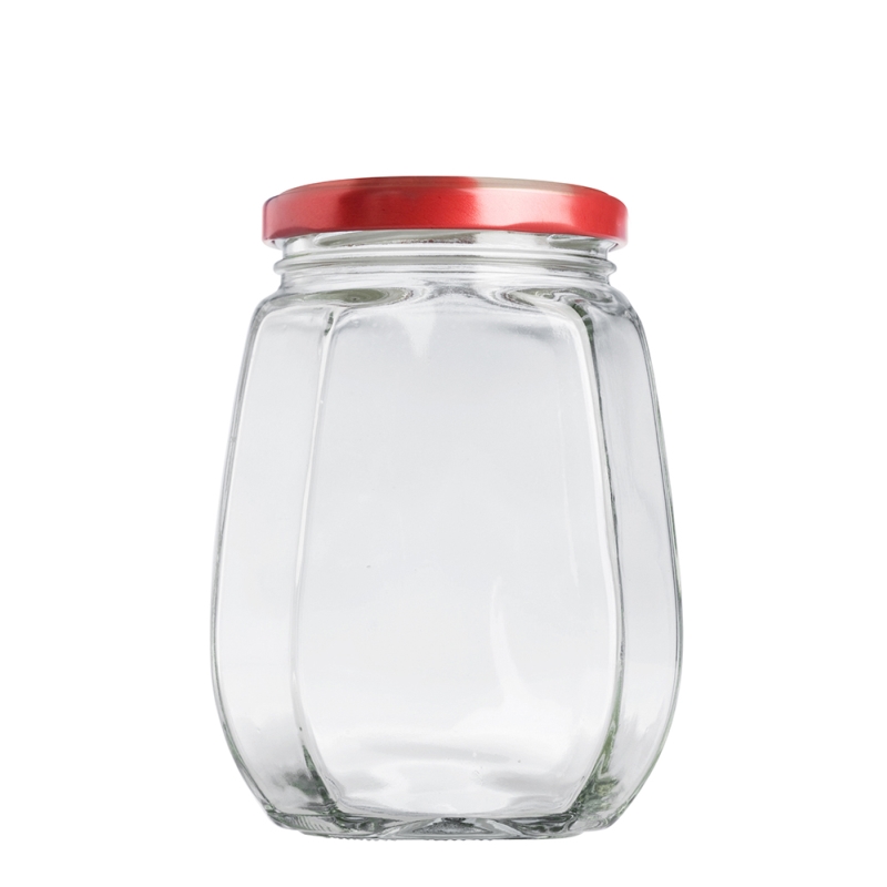 385ml Facetted Jar & 63mm Red Twist