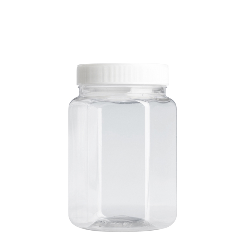 400ml Clear Nexus Hex Jar & 63mm White Foodseal Cap