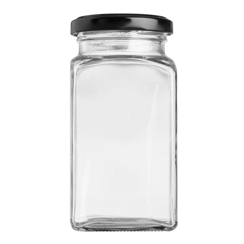 324ml Square Jar & 58mm Black Twist