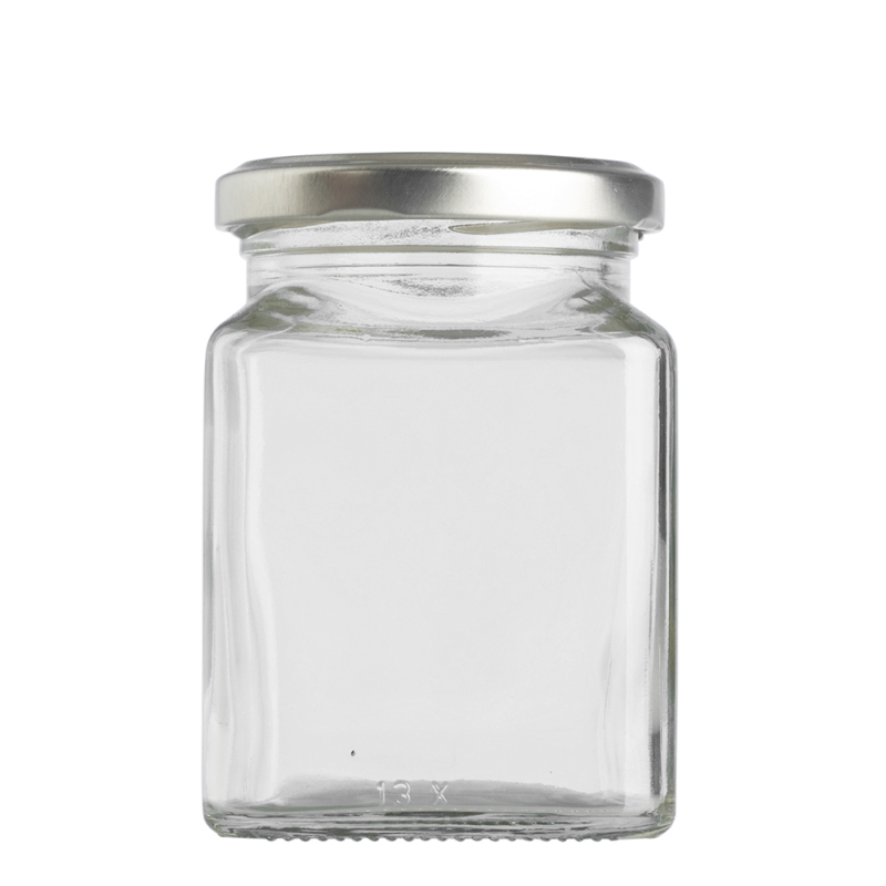 270ml Square Jar & 63mm Silver Twist