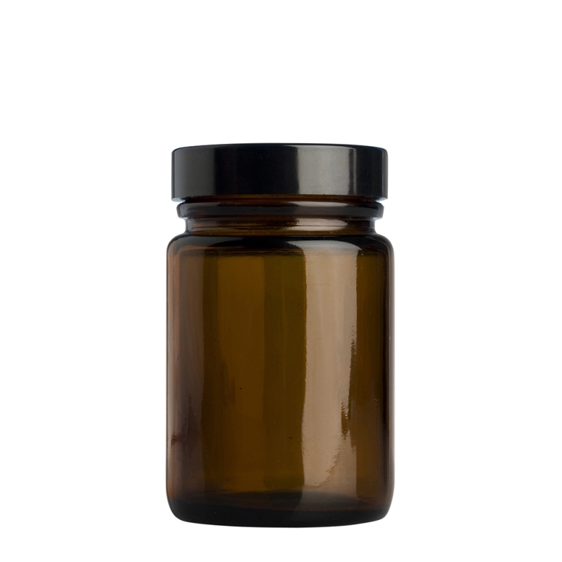 125g Amber Cos Pot & 48mm Black Wad Cap